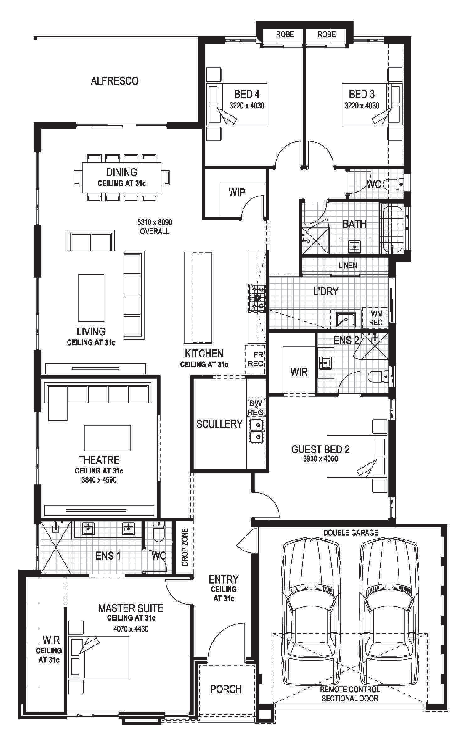 Preston Beach 4 Bedroom 2 Bathroom Single Storey Design by Plunkett Homes